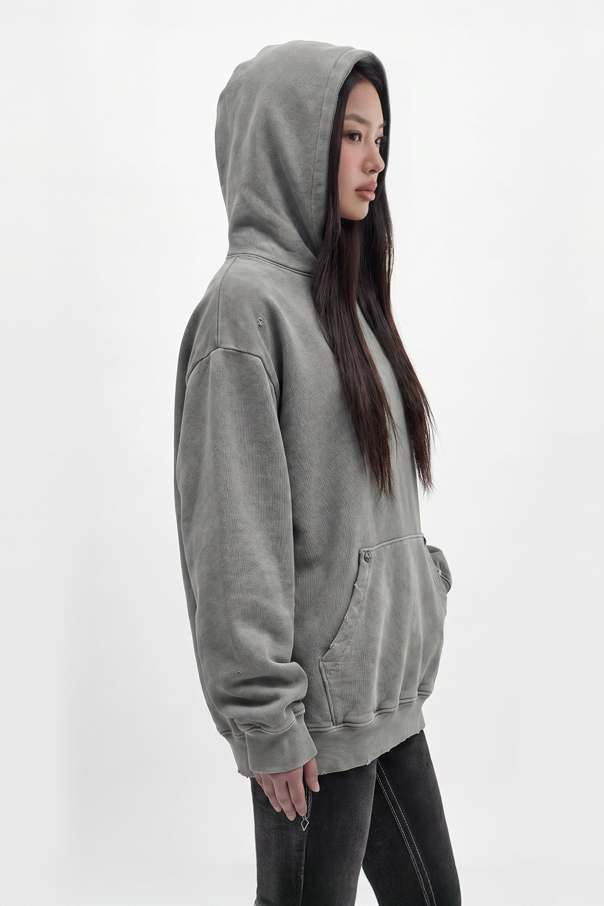 (RRH10215W)Statement FDL Emblem Hoodie in LA Gray (Women's Version) - Rock Revival®