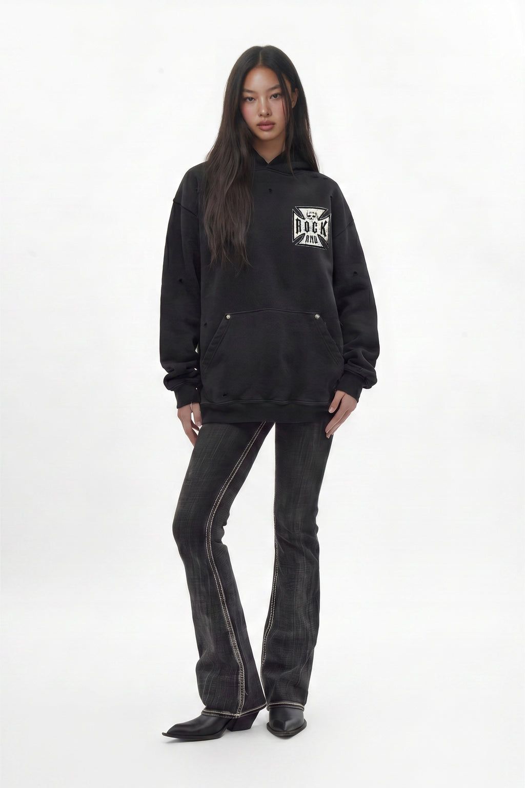 Iron Relic Hoodie in Black (Women's Version) - Rock Revival®