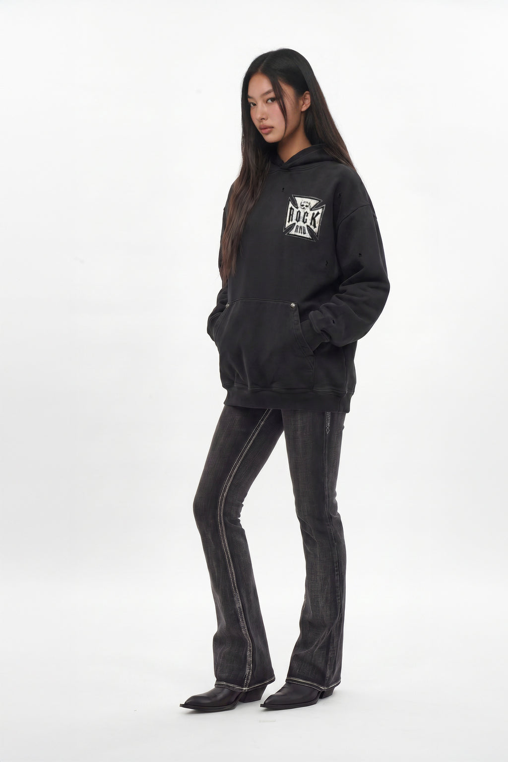 Iron Relic Hoodie in Black (Women's Version) - Rock Revival®