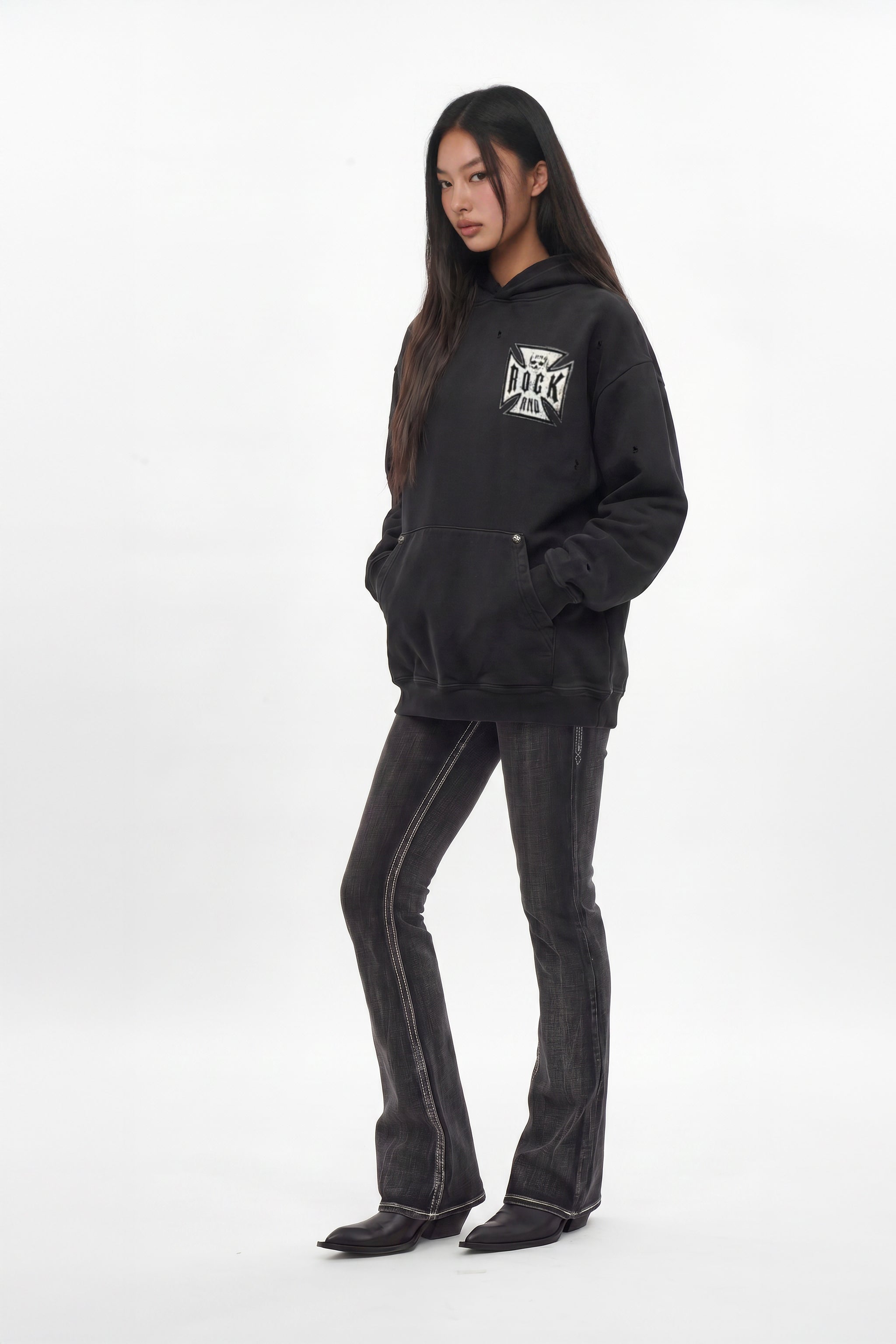 Iron Relic Hoodie in Black (Women's Version) - Rock Revival®