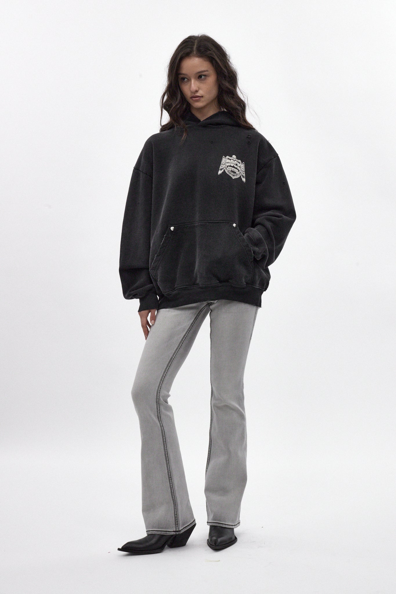 (RRH10217W) Mayhem Hoodie in Black (Women's Version) - Rock Revival®
