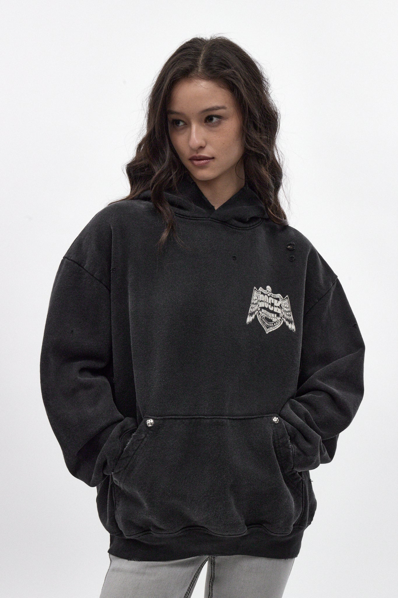 (RRH10217W) Mayhem Hoodie in Black (Women's Version) - Rock Revival®