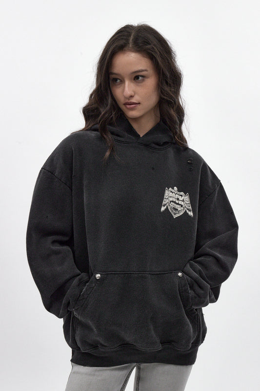 (RRH10217W) Mayhem Hoodie in Black (Women's Version) - Rock Revival®