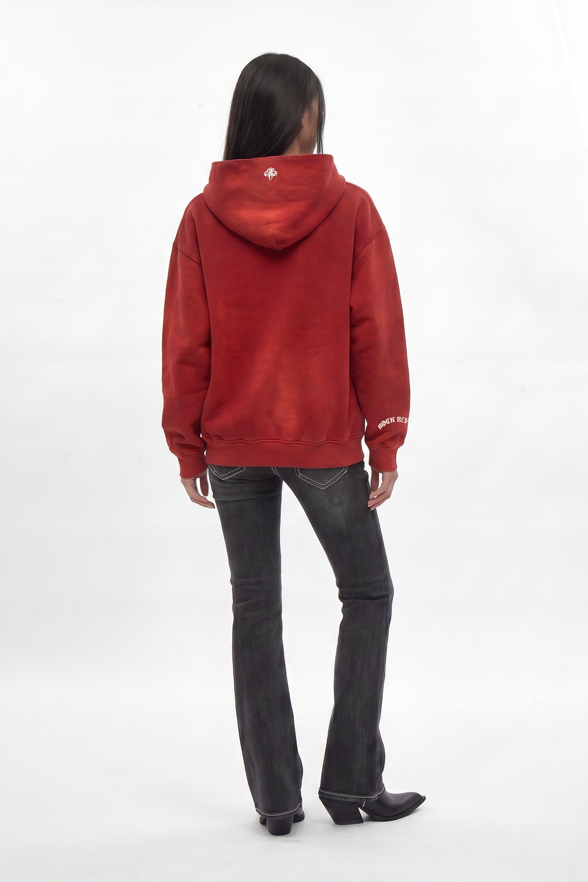 (RRH10218W) Graveyard Hoodie in Red (Women's Version) - Rock Revival®