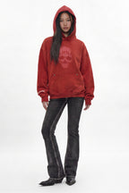 (RRH10218W) Graveyard Hoodie in Red (Women's Version) - Rock Revival®