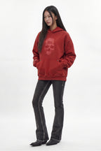 (RRH10218W) Graveyard Hoodie in Red (Women's Version) - Rock Revival®
