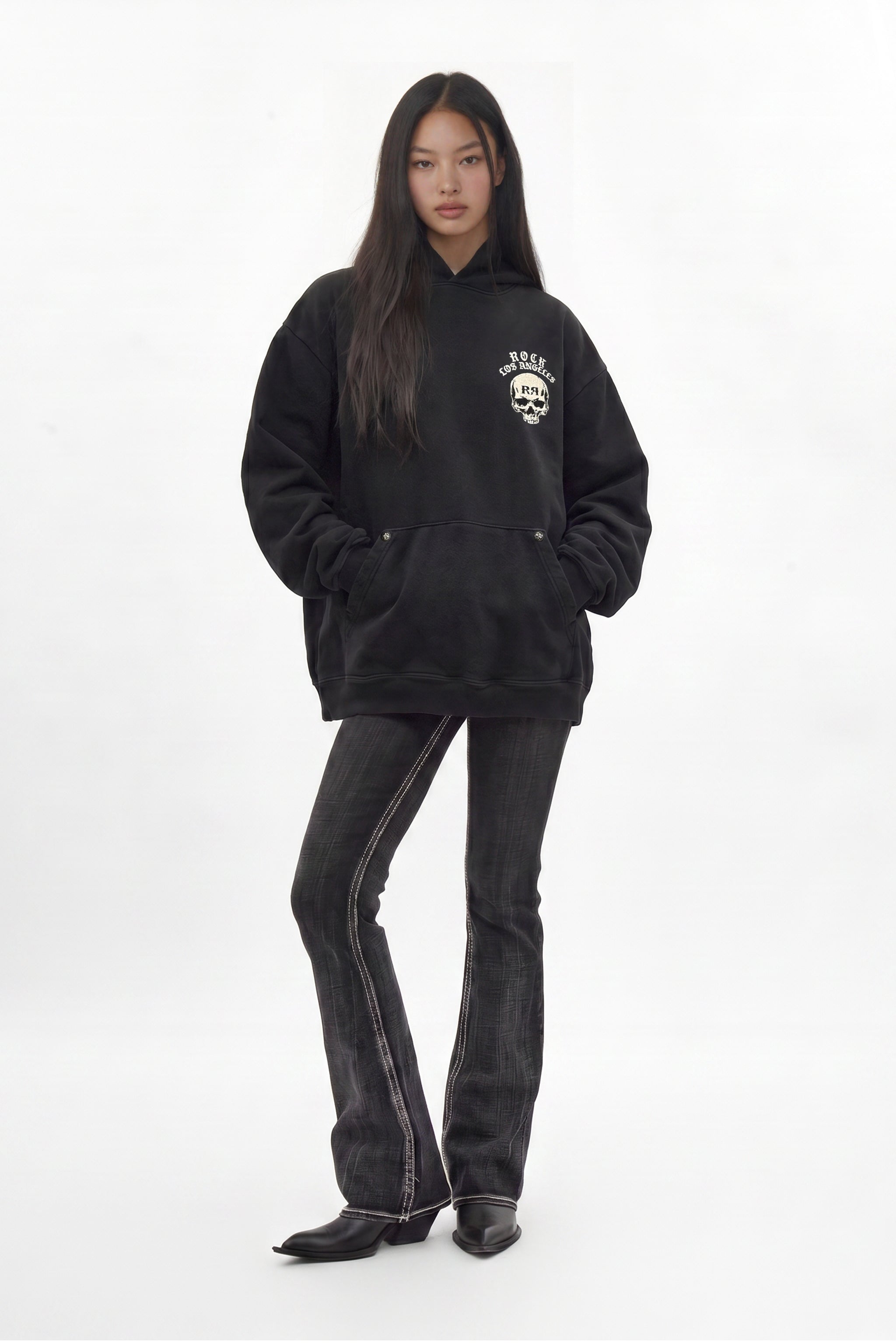 Grim Hoodie in Black (W) - Rock Revival®