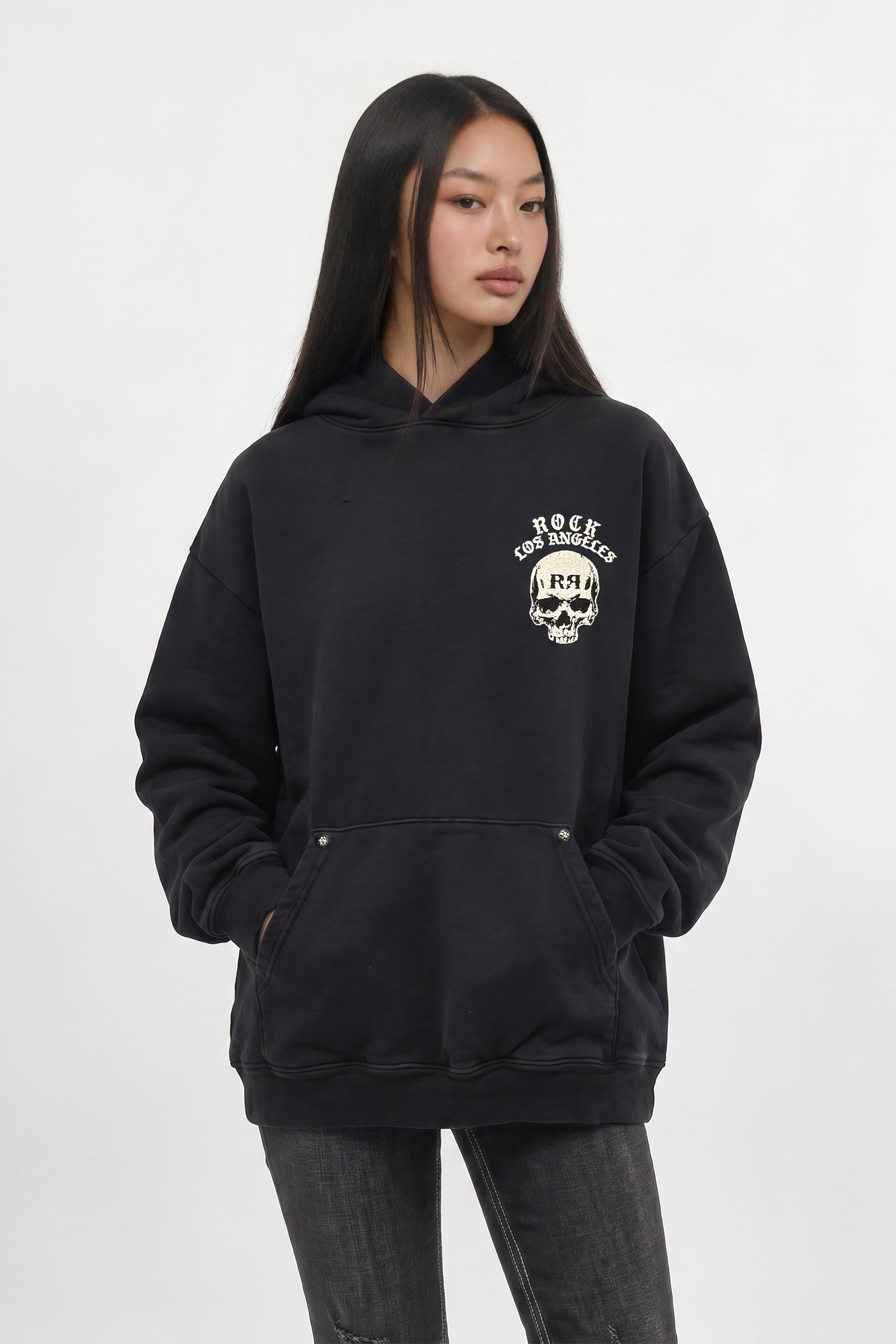 Grim Hoodie in Black (W) - Rock Revival®