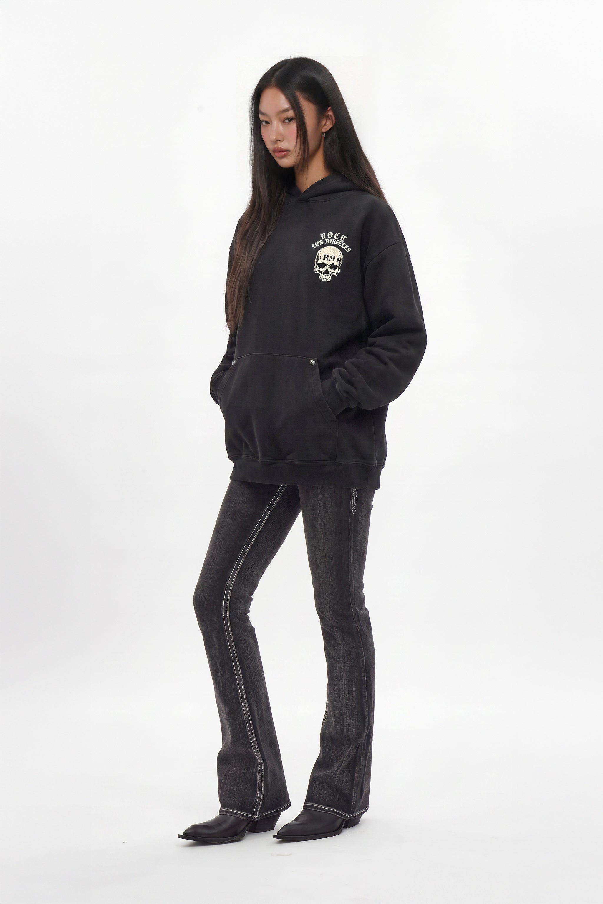Grim Hoodie in Black (W) - Rock Revival®