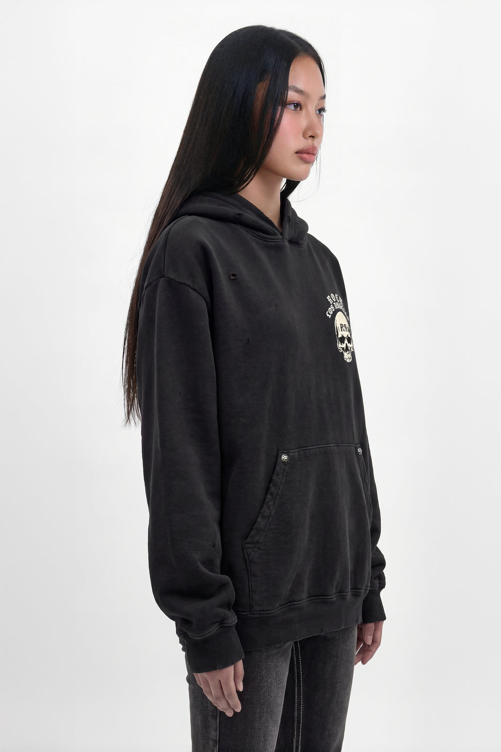 Grim Hoodie in Black (W) - Rock Revival®