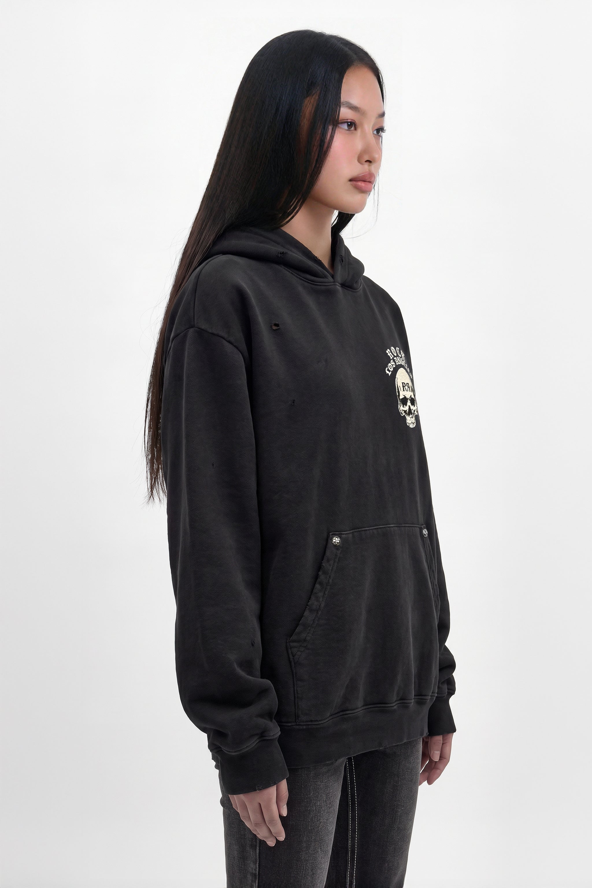 Grim Hoodie in Black (W) - Rock Revival®