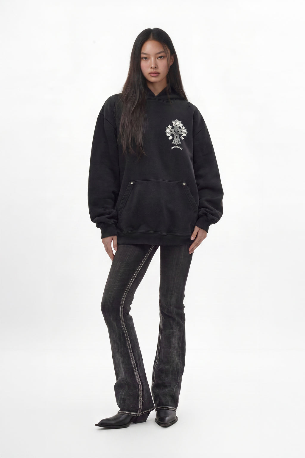 RRH10221W BLACK - Hoodie in Black (Women's Version) - Rock Revival®