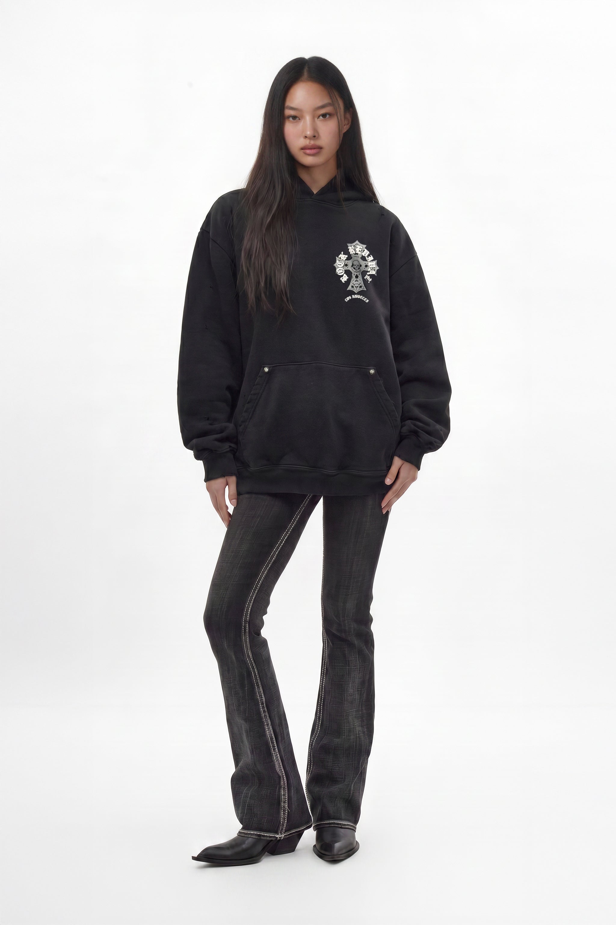 RRH10221W BLACK - Hoodie in Black (Women's Version) - Rock Revival®