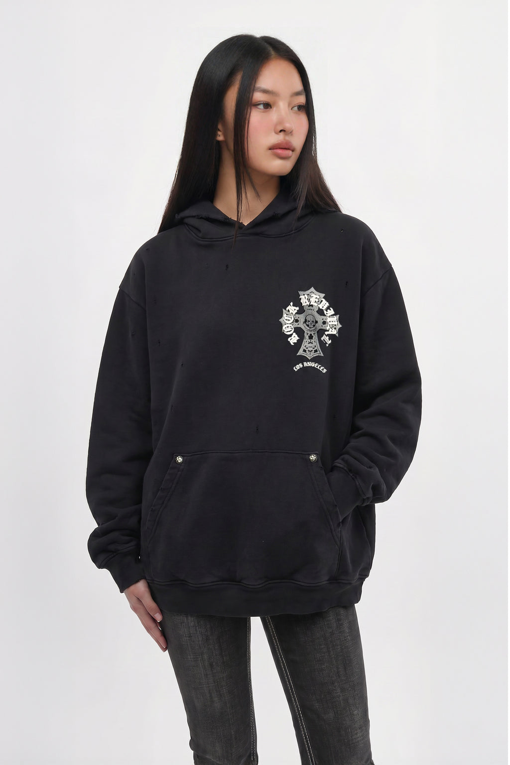 RRH10221W BLACK - Hoodie in Black (Women's Version) - Rock Revival®