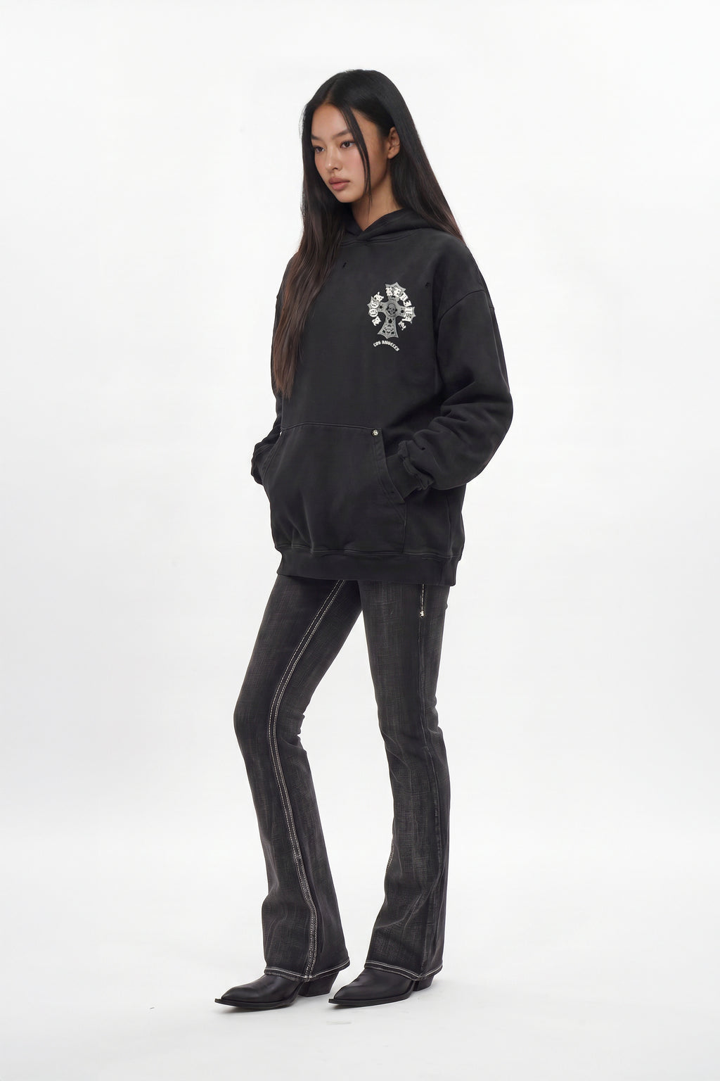 RRH10221W BLACK - Hoodie in Black (Women's Version) - Rock Revival®