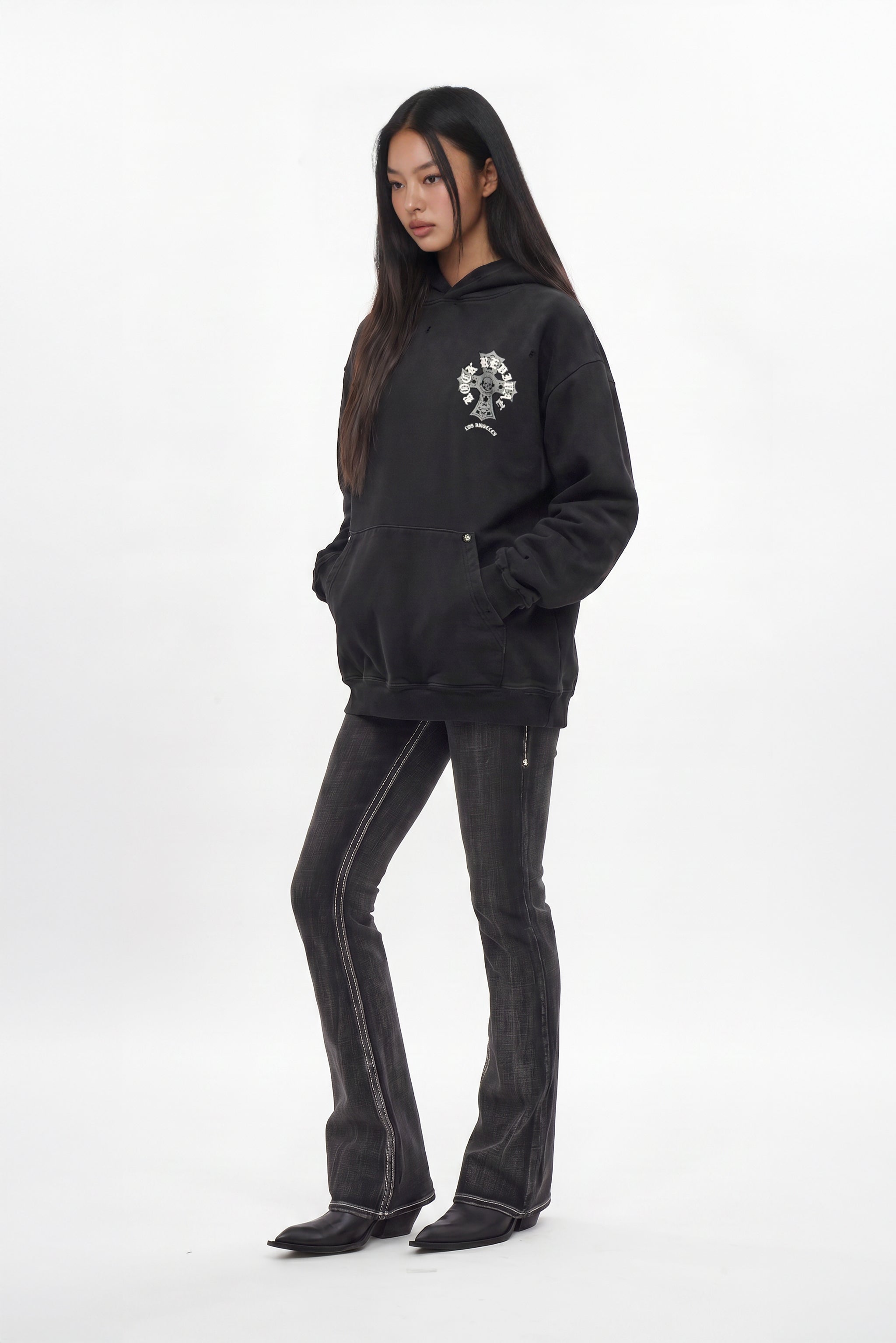 RRH10221W BLACK - Hoodie in Black (Women's Version) - Rock Revival®