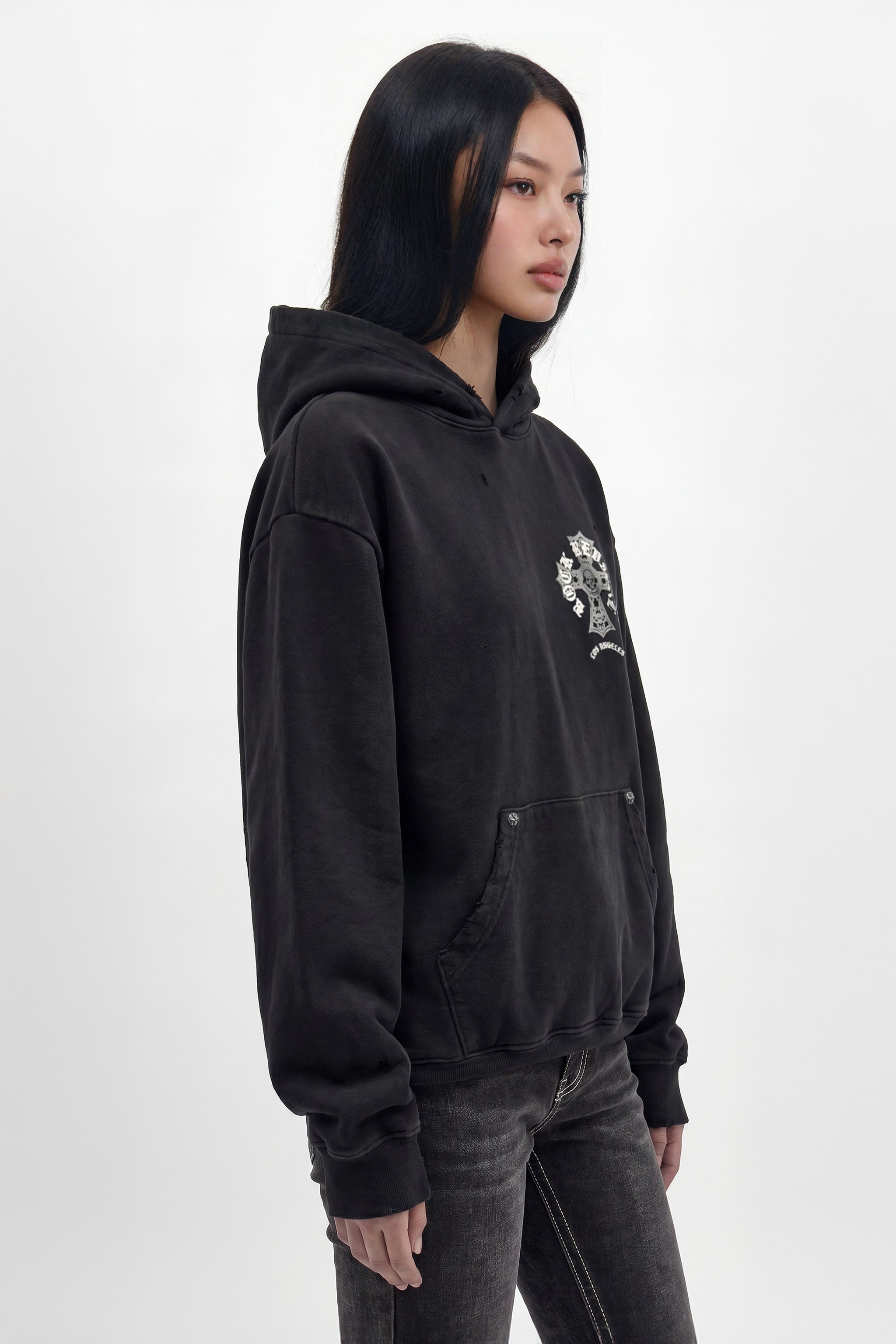 RRH10221W BLACK - Hoodie in Black (Women's Version) - Rock Revival®