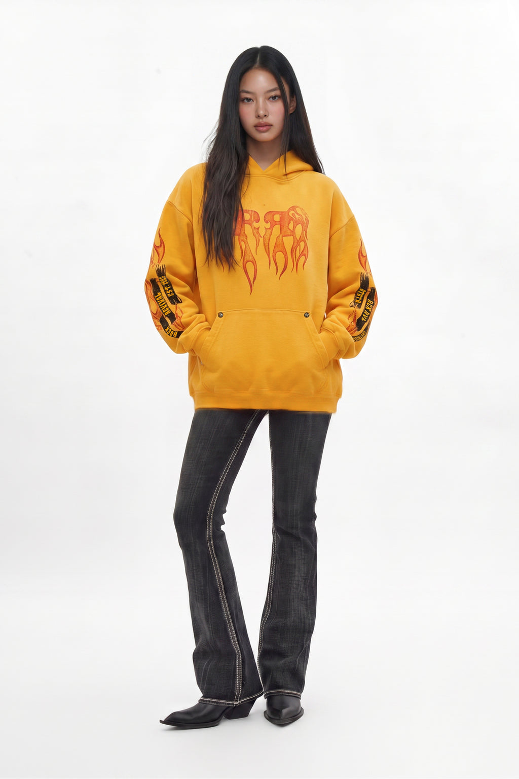 (RRH10222W) Pyro Hoodie in Yellow (Women's Version) - Rock Revival®