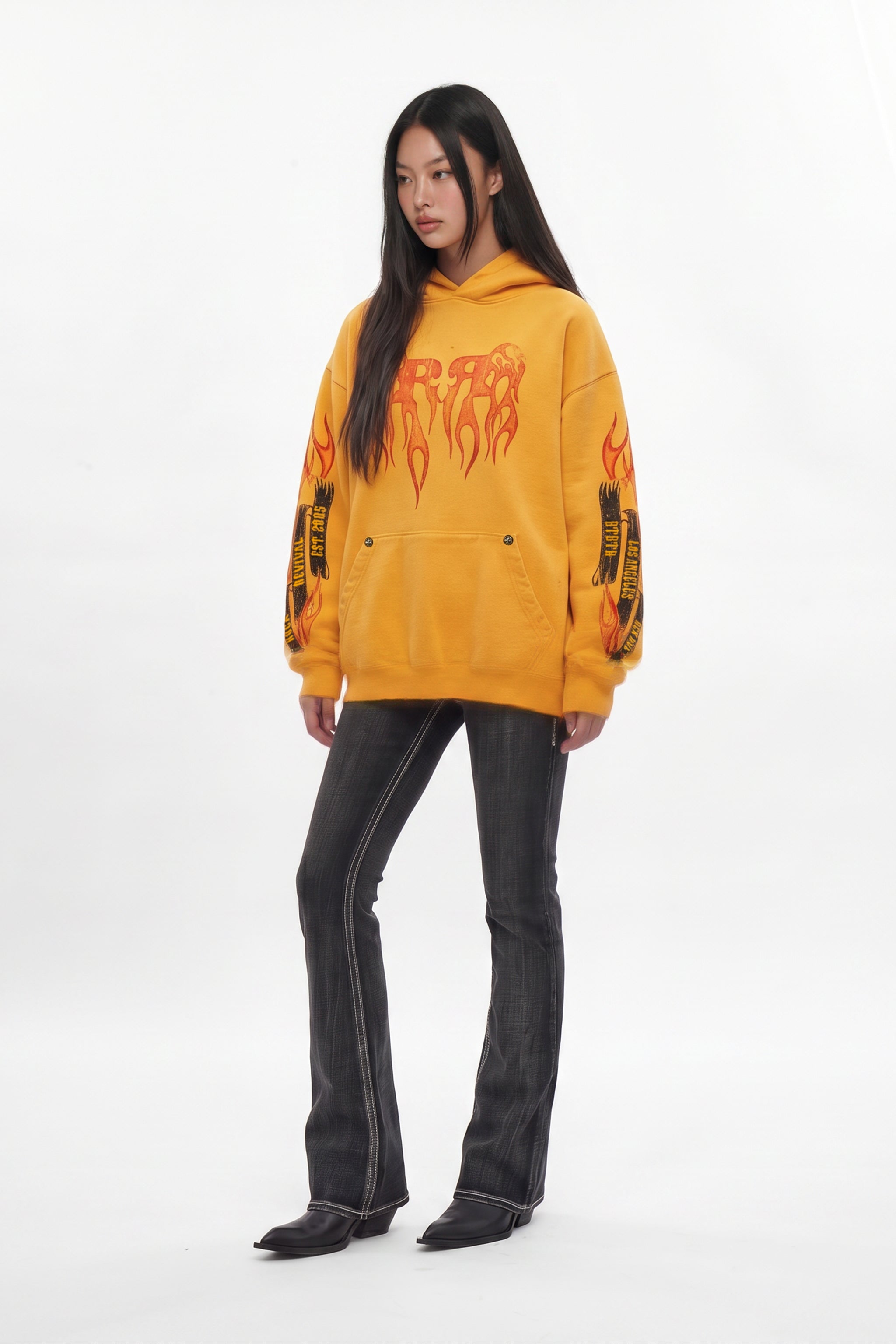 (RRH10222W) Pyro Hoodie in Yellow (Women's Version) - Rock Revival®