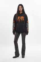 (RRH10222W) Molten Script Hoodie in Black (Women's Version) - Rock Revival®