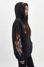 (RRH10222W) Molten Script Hoodie in Black (Women's Version) - Rock Revival®
