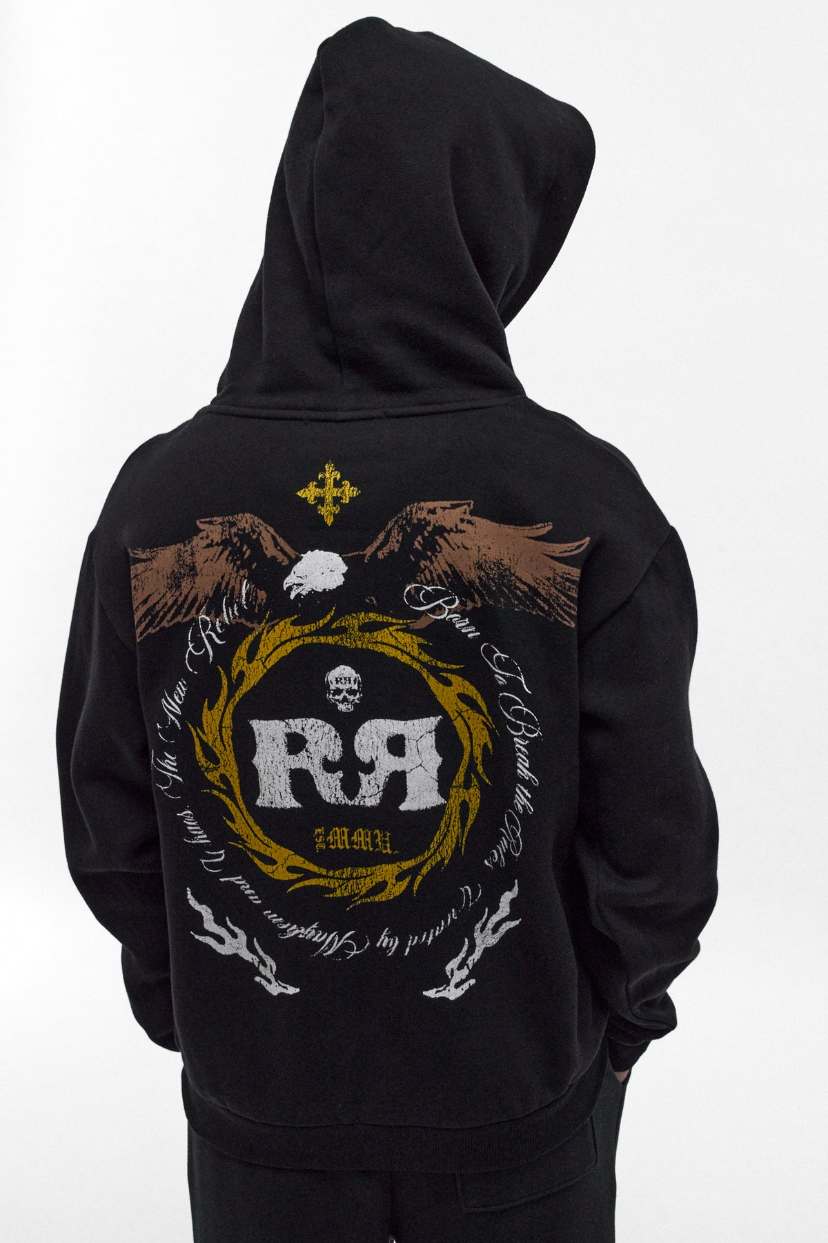 RR Crest Fleece Hoodie in Black