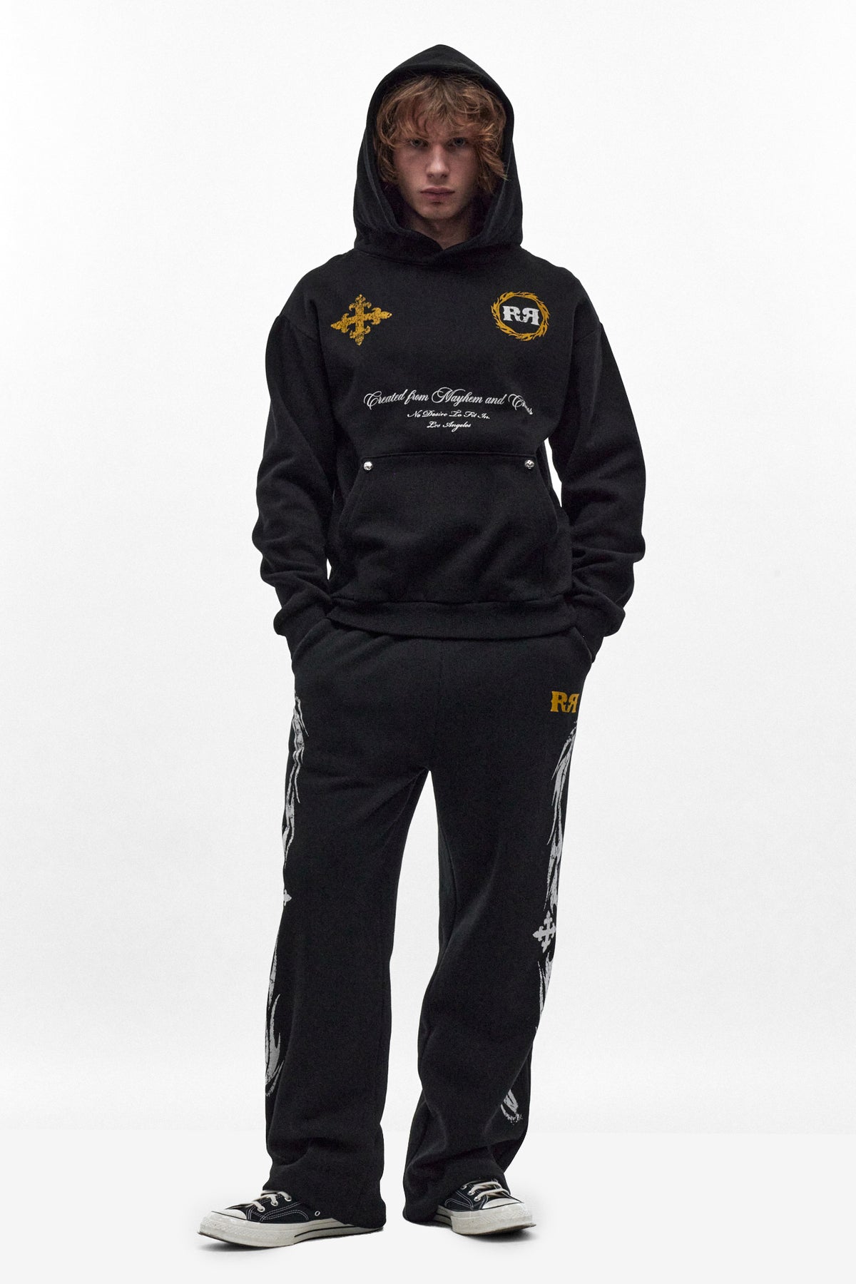 RR Crest Fleece Hoodie in Black
