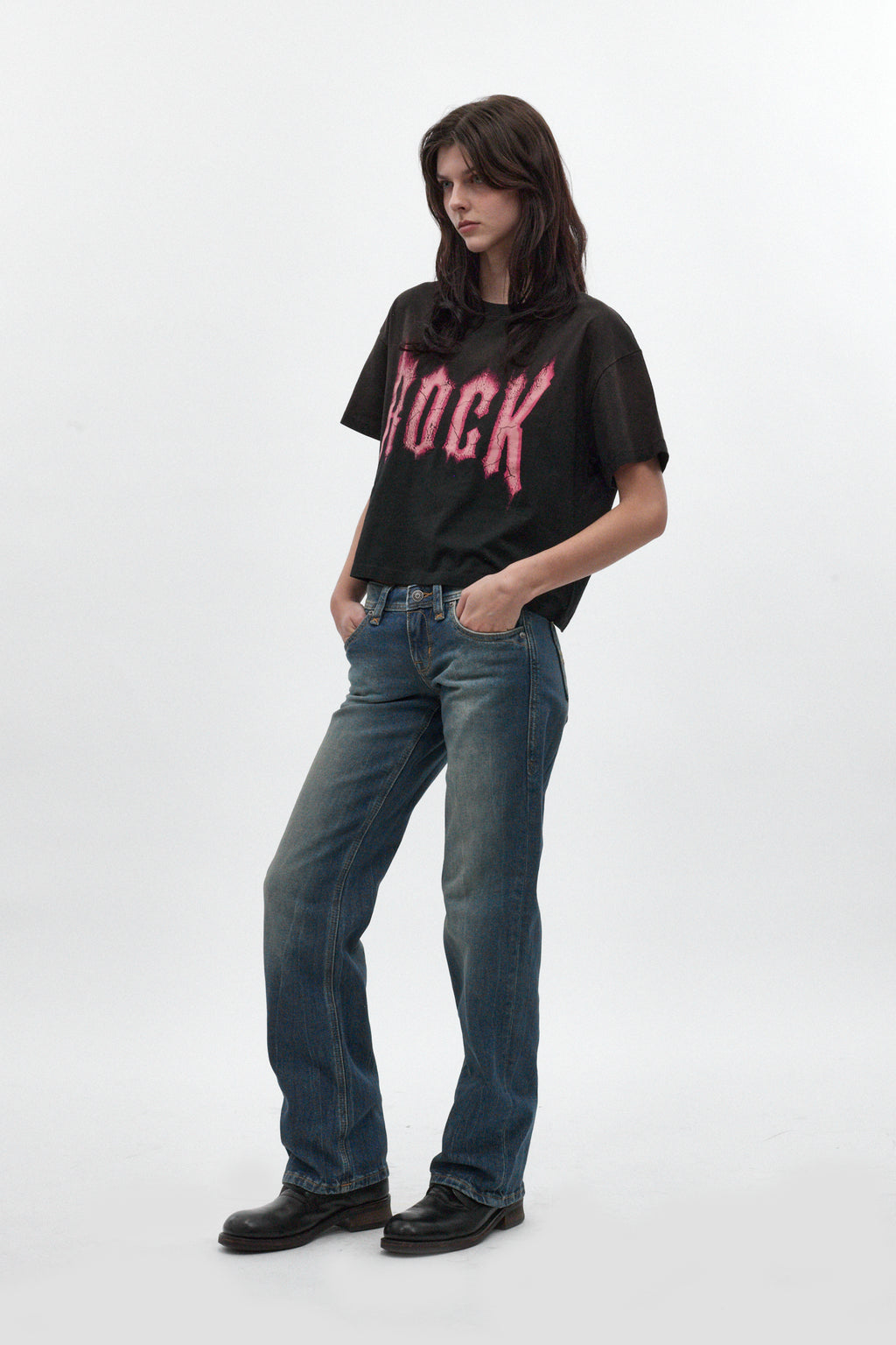 Isa Low-Rise Baggy Jeans in Vintage Blue - Rock Revival®