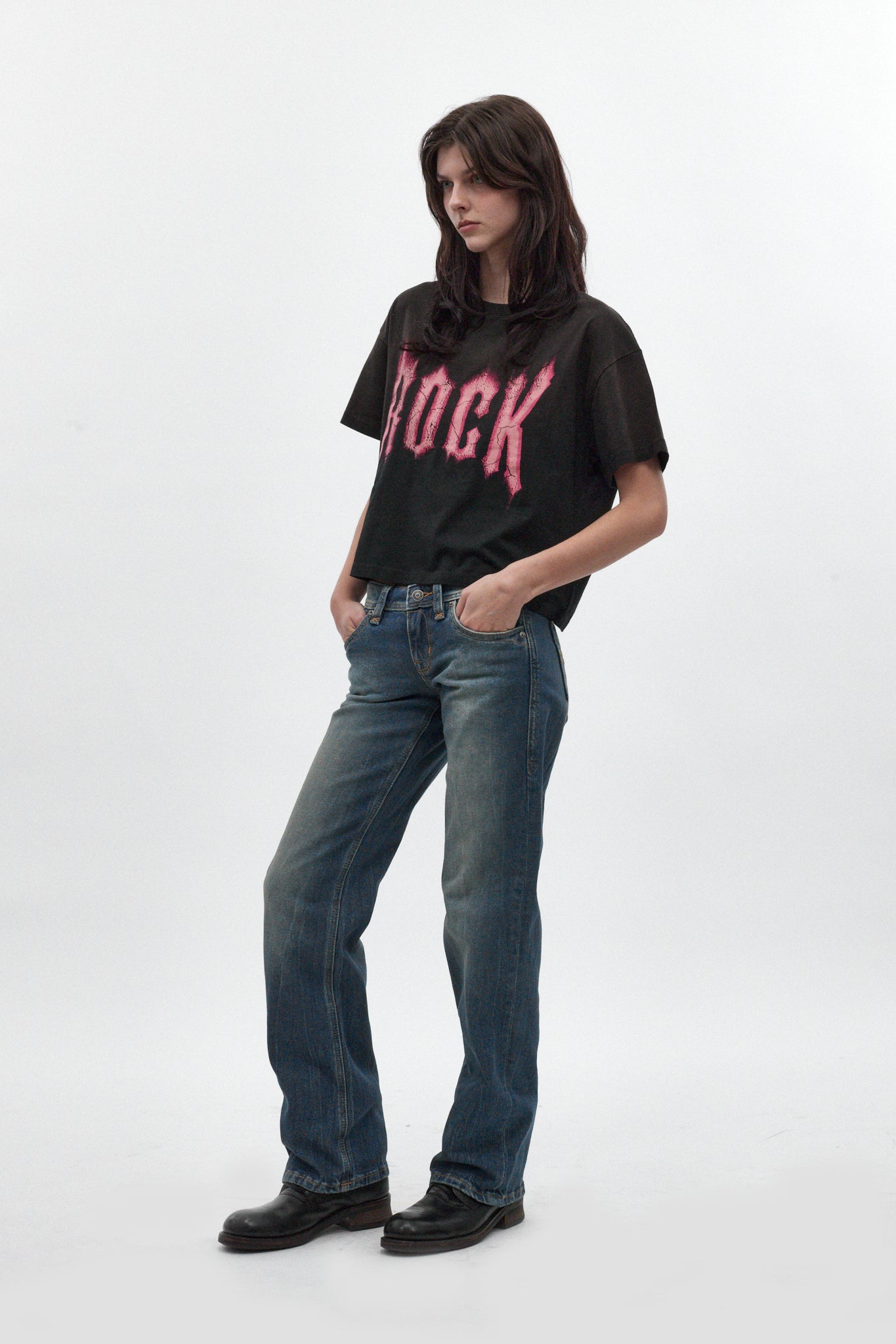 Isa Low-Rise Baggy Jeans in Vintage Blue - Rock Revival®