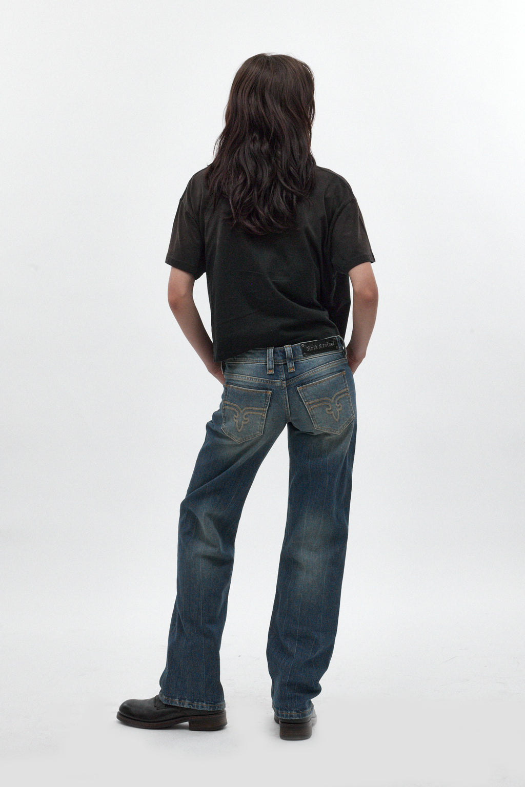 Isa Low-Rise Baggy Jeans in Vintage Blue - Rock Revival®
