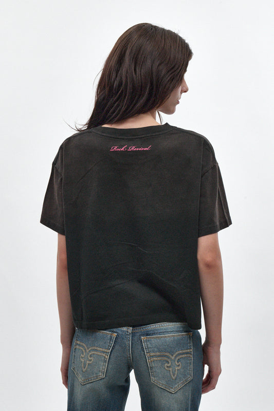 Rock Graphic Boxy Tee in Washed Black - Rock Revival®