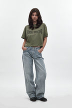Winged Graphic Boxy Tee in Olive - Rock Revival®