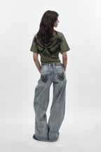 Winged Graphic Boxy Tee in Olive - Rock Revival®