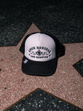 Rock Revival® Logo Snapback Trucker Hat in White / Black