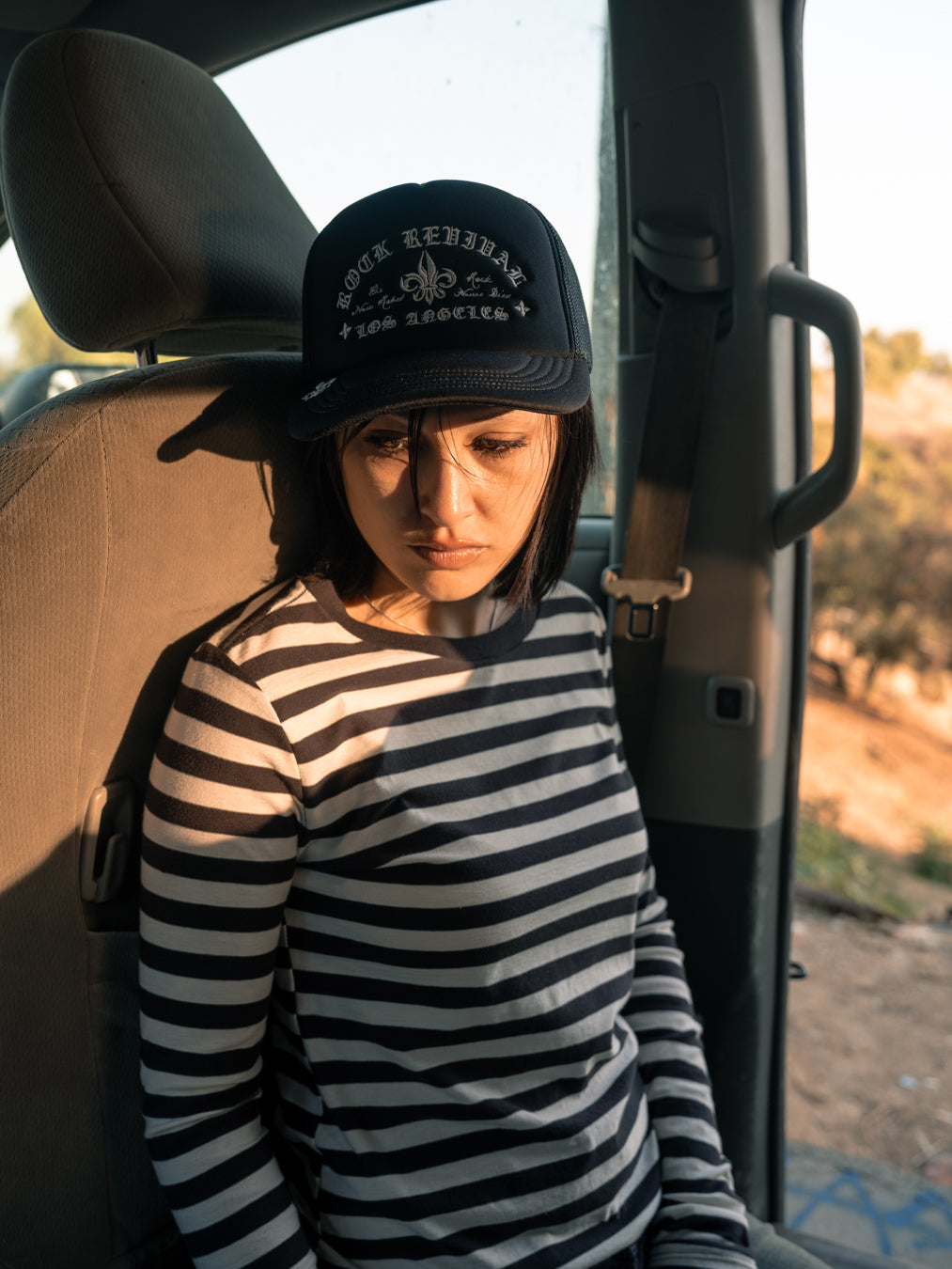 Rock Revival® Logo Snapback Trucker Hat in Black