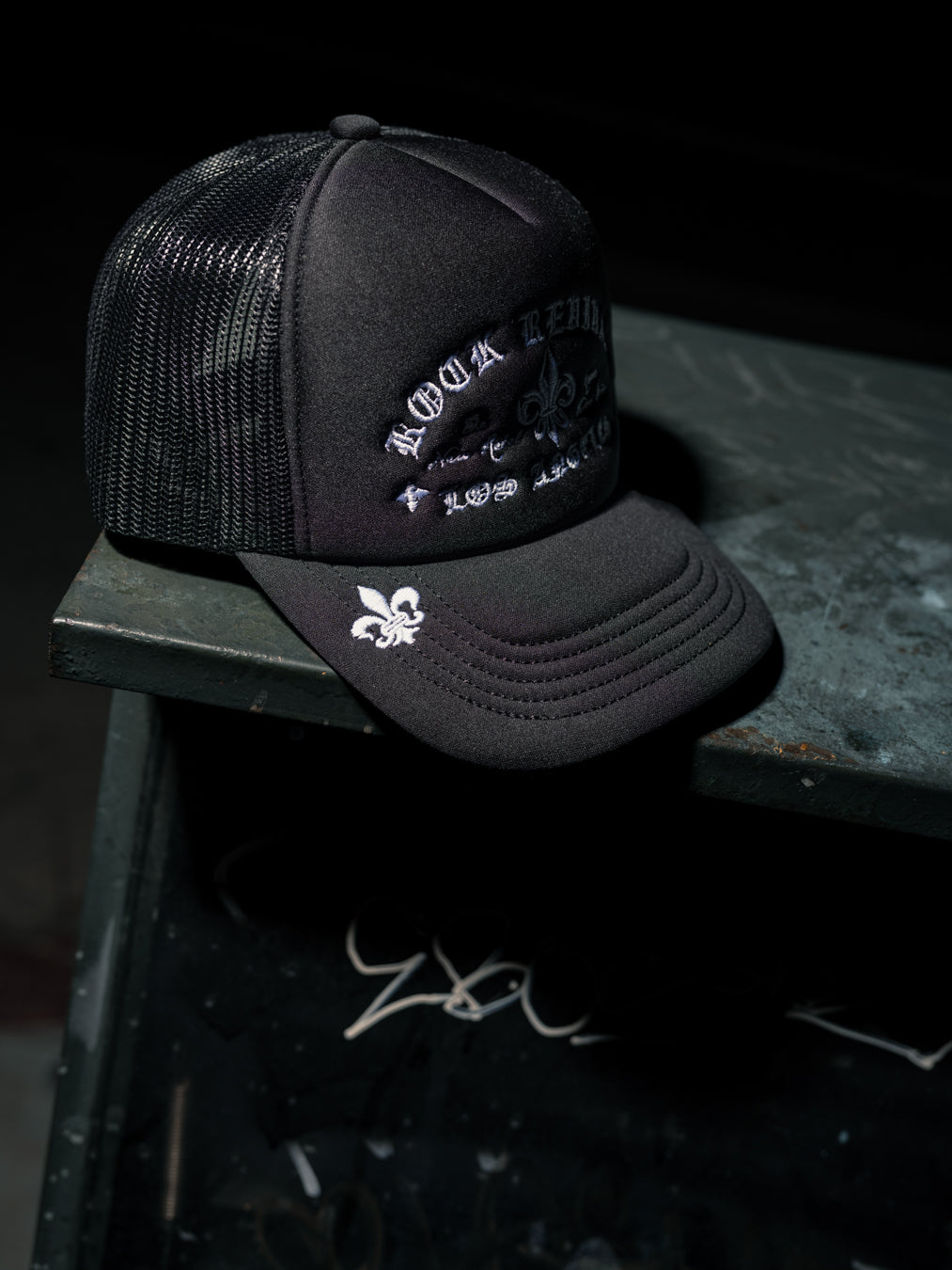 Rock Revival® Logo Snapback Trucker Hat in Black