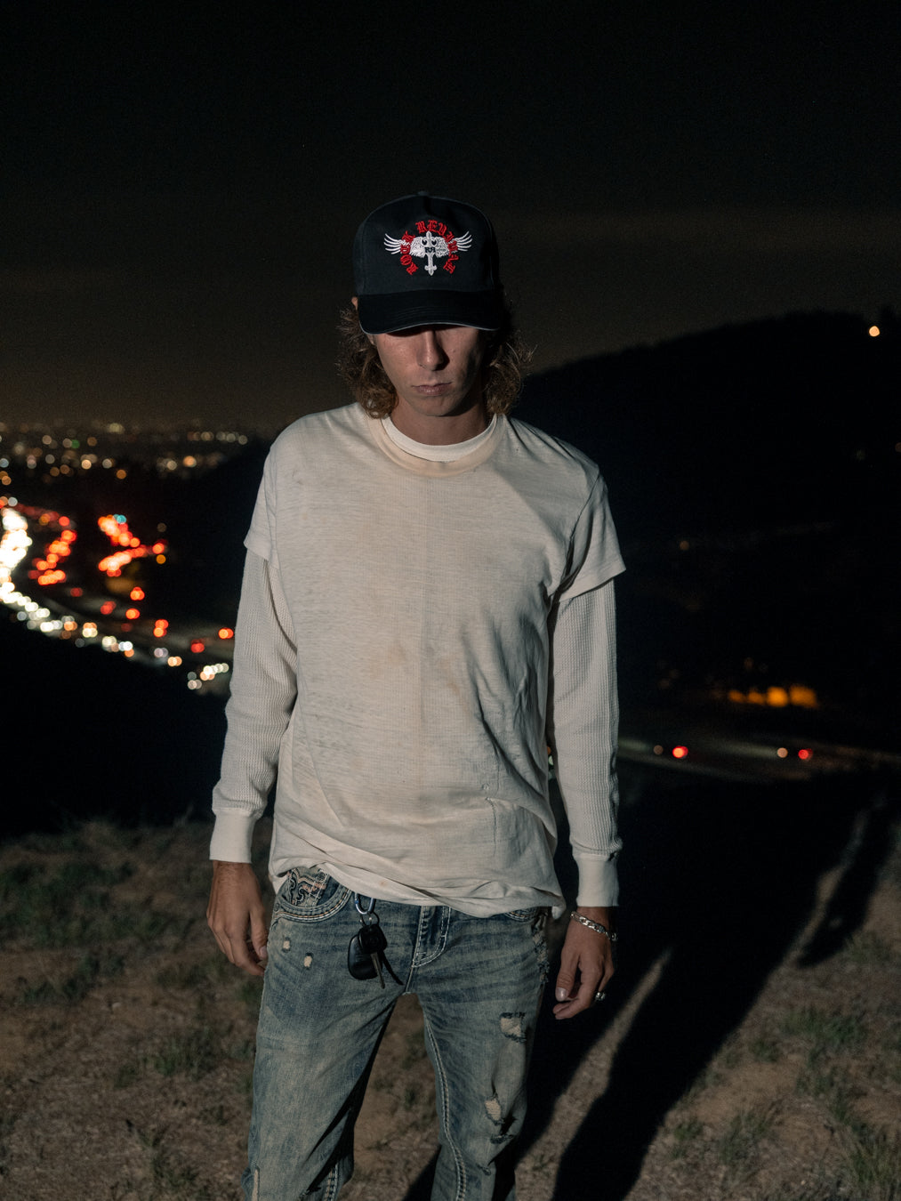 Rock Revival Winged Baroque Snapback Hat in Black