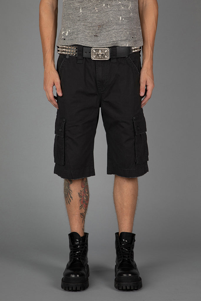 Black Cargo Shorts Black Wash Rock Revival