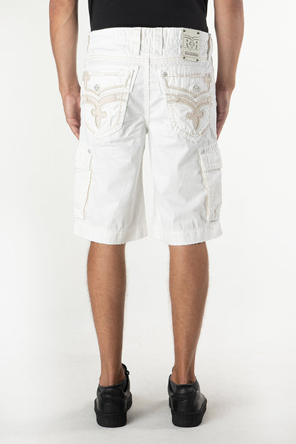 WHITE CARGO SHORTS - Rock Revival Store