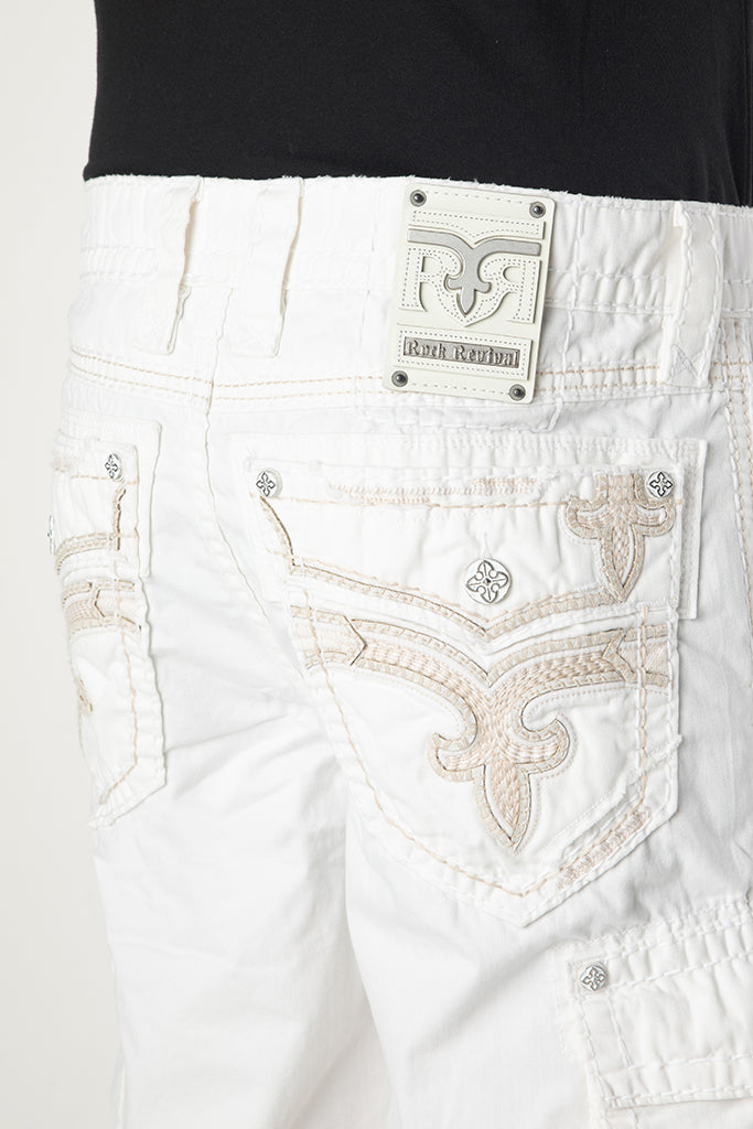 WHITE CARGO SHORTS - Rock Revival Store