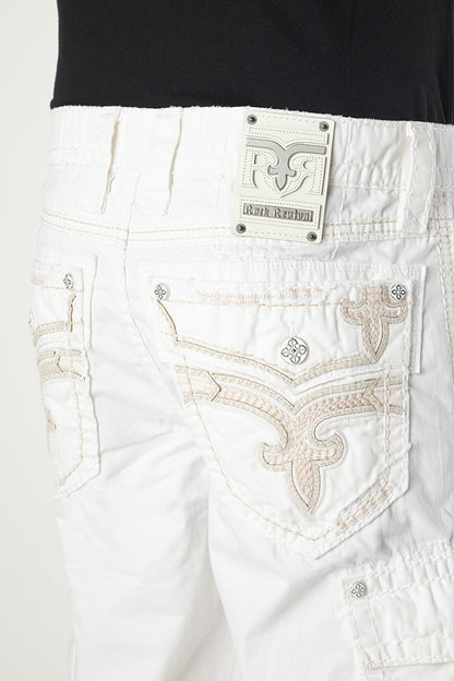 WHITE CARGO SHORTS - Rock Revival Store