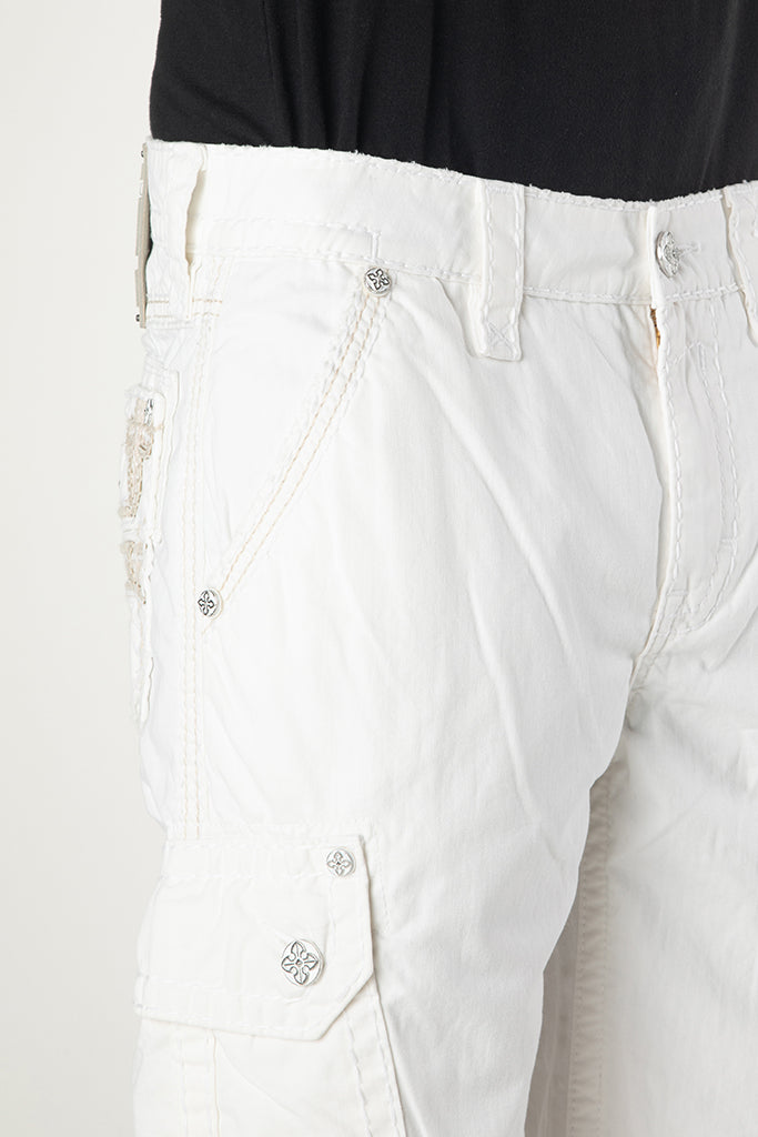 WHITE CARGO SHORTS - Rock Revival Store