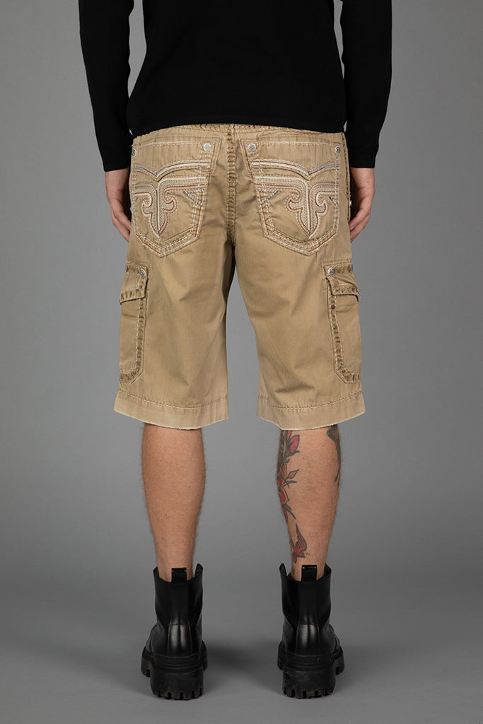 Khaki Cargo Shorts Light Wash Rock Revival - Main Image