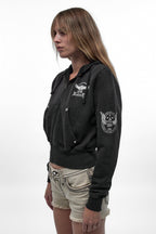 Midnight Renegade Fitted Cropped Hoodie in Black