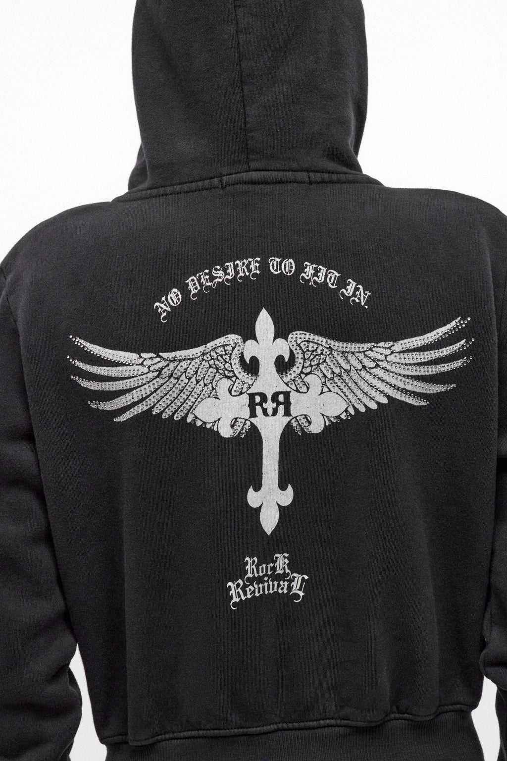 Midnight Renegade Fitted Cropped Hoodie in Black