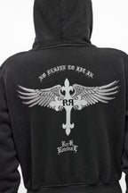 Midnight Renegade Fitted Cropped Hoodie in Black