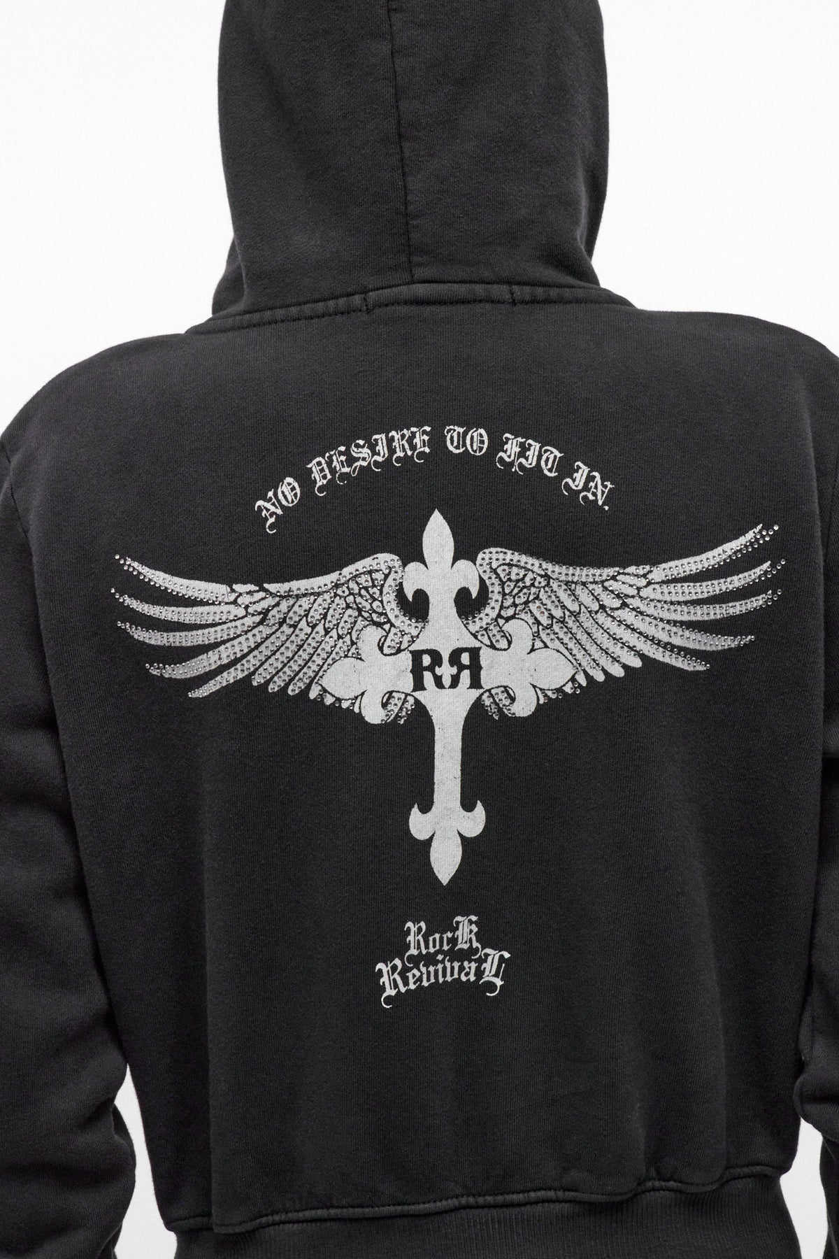 Midnight Renegade Fitted Cropped Hoodie in Black