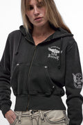 Midnight Renegade Fitted Cropped Hoodie in Black