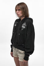 Noir Vixen Fitted Cropped Hoodie in Black