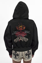 Noir Vixen Fitted Cropped Hoodie in Black